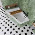 Badewanne Eckbadewanne 180 x 130 cm Sfera Maxi links für zwei Personen + schwarze Kopfkissen + Bambusablage (id: 2039)