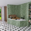 Badewanne Eckbadewanne 180 x 130 cm Sfera Maxi links für zwei Personen + schwarze Kopfkissen + Bambusablage (id: 2039)