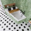 Badewanne Eckbadewanne 180 x 130 cm Sfera Maxi links für zwei Personen + schwarze Kopfkissen + Bambusablage (id: 2039)