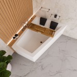Badewanne Eckbadewanne 180 x 130 cm Sfera Maxi rechts für zwei Personen + schwarze Kopfkissen Bambusablage