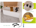 Badewanne Eckbadewanne 180 x 130 cm Sfera Maxi rechts für zwei Personen + schwarze Kopfkissen Bambusablage (id: 2040)