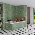 Badewanne Eckbadewanne 180 x 130 cm Sfera Maxi rechts für zwei Personen + schwarze Kopfkissen Bambusablage (id: 2040)