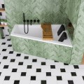 Badewanne Eckbadewanne 180 x 130 cm Sfera Maxi rechts für zwei Personen + schwarze Kopfkissen Bambusablage (id: 2040)
