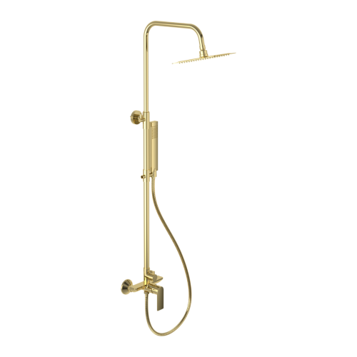 Set Duschsystem Handbrause Armatur Dusche Regendusche Stange GLAD Rain gold (id: 2051)