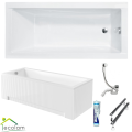 Badewanne Rechteck Modern 140x70 cm geriffelte Schürze Acrylwanne (id: 2053)