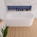 freistehende Badewanne 175x75 cm links Vigoo Eckbadewanne Wandbadewanne optionale Farbe des Siphons (id: 2059)
