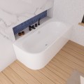 freistehende Badewanne 180x80 cm rechts Vigoo Eckbadewanne Wandbadewanne optionale Farbe des Siphons (id: 2063)