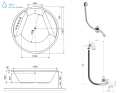 große Badewanne 160 cm Great Arc runde Doppelwanne Duo-Wanne kreisrund (id: 2066)