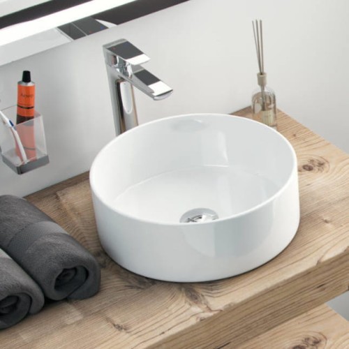 Aufsatzwaschbecken Waschbecken rund 36 cm Waschtisch Aufsatzwaschtisch Ovia (id: 2072)