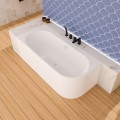 halb freistehende Badewanne 180x80 cm links Vigoo Eckbadewanne Wandbadewanne optionale Farbe des Siphons (id: 2060)