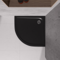 Duschwanne Dusche 80x80 Duschtasse Brausewanne Viertelkreis flach schwarz Stein Effekt (id: 2083)