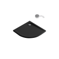 Duschwanne Dusche 90x90 Duschtasse Brausewanne Viertelkreis flach schwarz Stein Effekt (id: 2084)