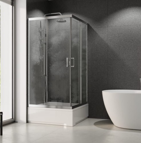 Duschkabine1.jpgDuschkabine Viereck Dusche Struktur Glas 80x80 x 165 cm Modern (id: 2092)