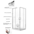 Duschkabine Viereck Dusche Struktur Glas 90x90 x 165 cm Modern (id: 2094)