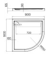 Duschwanne Viertelkreis 90 x 90 x 6,5 cm Camparo R55 cm abmessung