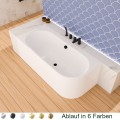 halb freistehende Badewanne 165x75 cm links Vigoo Eckbadewanne Wandbadewanne optionale Farbe des Siphons (id: 2104)