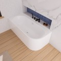halb freistehende Badewanne 165x75 cm links Vigoo Eckbadewanne Wandbadewanne optionale Farbe des Siphons (id: 2104)
