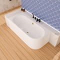 halb freistehende Badewanne 165x75 cm links Vigoo Eckbadewanne Wandbadewanne optionale Farbe des Siphons (id: 2104)
