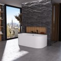 Vorwandbadewanne 180x80 cm halb freistehende Badewanne Vigoo Wandbadewanne optionale Farbe des Siphons (id: 2105)