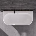 Vorwandbadewanne 180x80 cm halb freistehende Badewanne Vigoo Wandbadewanne optionale Farbe des Siphons (id: 2105)