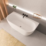 Vorwandbadewanne 180x80 cm halb freistehende Badewanne Vigoo Wall Slim Wandbadewanne