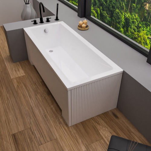 Badewanne Rechteck Modern 140x70 cm geriffelte Schürze Acrylwanne (id: 2053)
