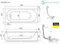 Badewanne Acrylwanne 180x80 cm Oceana SLIM niedriger Rand + Ablauf Viega (id: 2119)