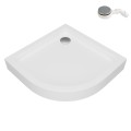 Duschwanne Duschtasse Brausewanne BEN 90x90 cm Viertelkreis + Siphon verschiedene Farben: silbern weiß schwarz golden (id: 2137)
