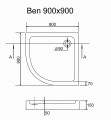 Duschwanne Duschtasse Brausewanne BEN 90x90 cm Viertelkreis + Siphon verschiedene Farben: silbern weiß schwarz golden (id: 2137)