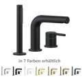 3 Loch Wannenarmatur PI Schwarz matt Wannenrandarmatur Badewannenarmatur Mischbatterie Handbrause Messing black