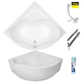 Badewanne Eckwanne Acrylwanne Selma 140 x 140 cm + Siphon Viega (id: 105) Acrylschürze