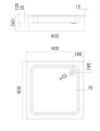 Duschwanne Viereck 80x80 x 26 cm Grawello zum Verfliesen (id: 137)