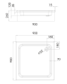 Duschwanne Viereck 90x90 x 26 cm Grawello zum Verfliesen (id: 138)