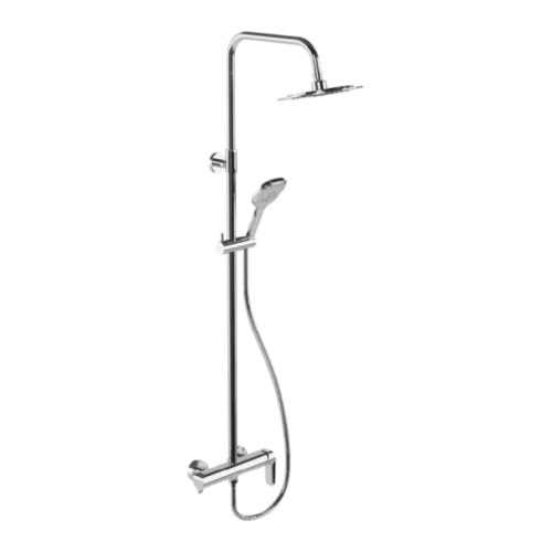 Set Duschsystem Handbrause Armatur Dusche Regendusche Stange Clever chrom (id: 2149)