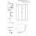 Duschkabine Dusche 80x80 x 180 cm Viertelkreis R55 strukturiertes Glas Invena (id: 167)