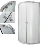 Duschkabine Dusche 80x80 x 180 cm Viertelkreis R55 strukturiertes Glas Marbella Invena