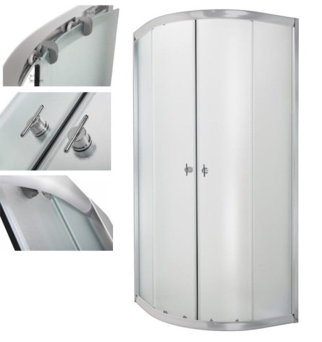 Duschkabine Dusche 80x80 x 180 cm Viertelkreis R55 strukturiertes Glas Invena (id: 167)