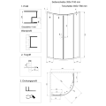 Duschkabine Dusche 90x90 x 180 cm Viertelkreis R55 strukturiertes Glas Marbella Invena (id: 168)