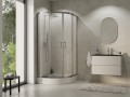 Duschkabine Dusche 90x90 cm R55 185 cm Viertelkreis transparentes Glas Modern (id: 177)