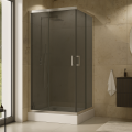 Duschkabine Viereck 80x80 x 185 cm Dusche Graphit Glas Modern (id: 181)