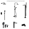 Set Duschsystem Handbrause Armatur Dusche Regendusche Stange Clever schwarz (id: 2151)