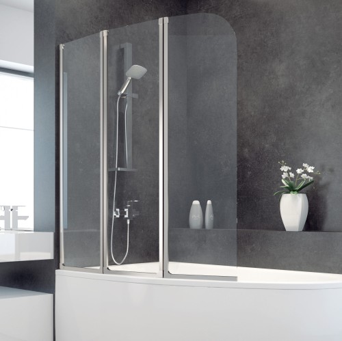 Badewannenabtrennung 3-teilig H 139 cm Faltwand Duschabtrennung Glas Ambition 3 (id: 188)