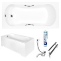 Badewanne Rechteck 130x70 cm Aria Plus + Handgriffe (id: 573)
