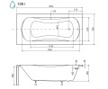 Badewanne Rechteck 150x70 cm Aria Plus + Handgriffe (id: 559)
