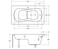 Badewanne Sitzbadewanne 120x70 cm Aria Rehab Rechteck Wanne mit Sitz (id: 302)