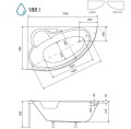 Badewanne Eckbadewanne 155x95 cm Finezja links (id: 213)