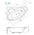 Badewanne Eckbadewanne 160x100 cm links Ada + Handgriffe (id: 223)