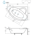 Badewanne Eckbadewanne 160x100 cm rechts Ada + Handgriffe (id: 225)