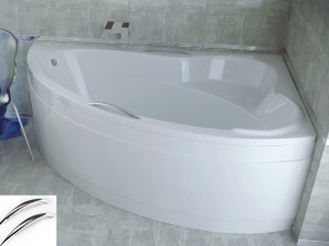 Badewanne Eckbadewanne 160x100 cm rechts Ada + Handgriffe