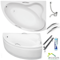 Badewanne Eckbadewanne 160x100 cm rechts Ada + Handgriffe (id: 225)